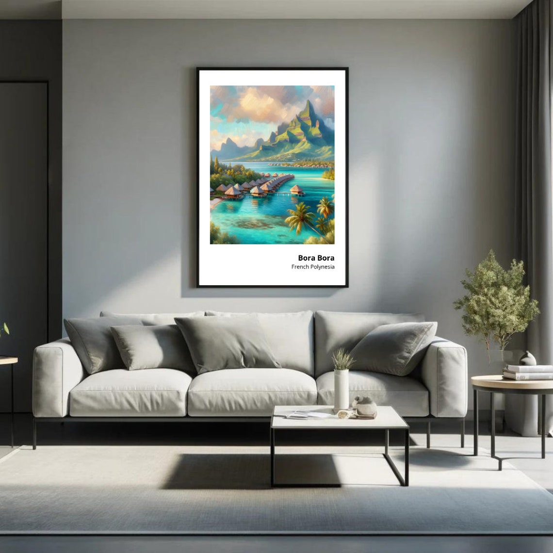 Bora Bora French Polynesia Overwater Bungalows Lagoon View Poster - Image 2