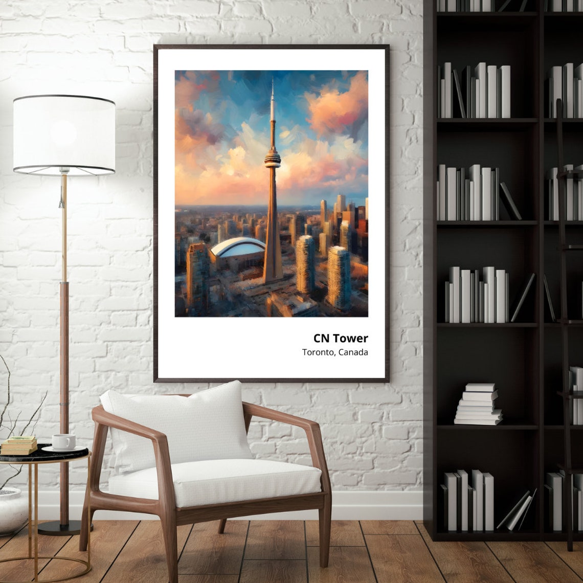 CN Tower Toronto Canada Skyline Sunset Glowing City View Poster - Image 3