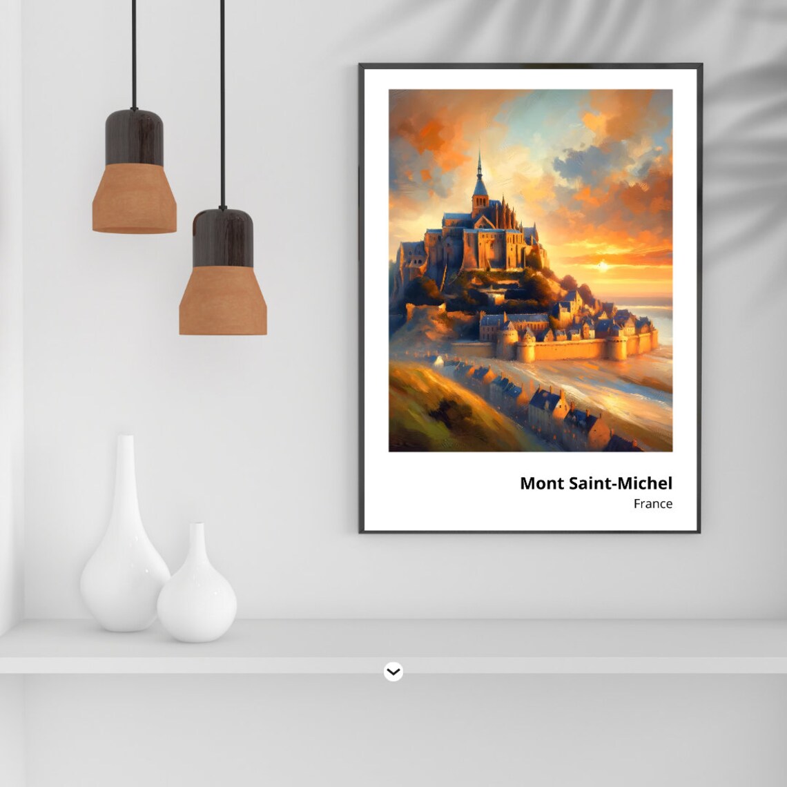 Mont Saint-Michel France Abbey Island Golden Sunset Dramatic Sky Poster