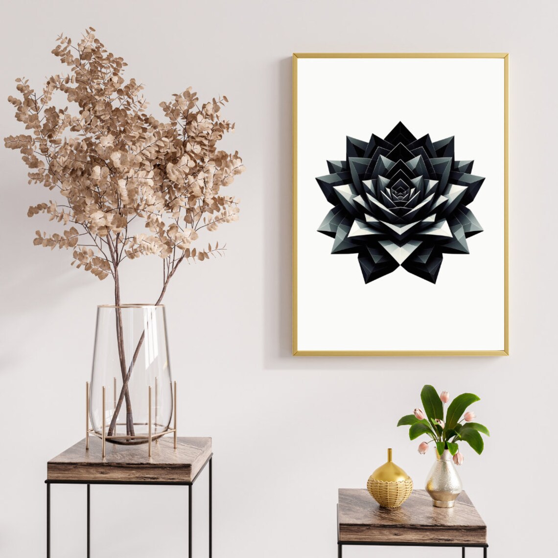 Geometric Succulent Harmony, Modern Interiors Art Print - Image 2