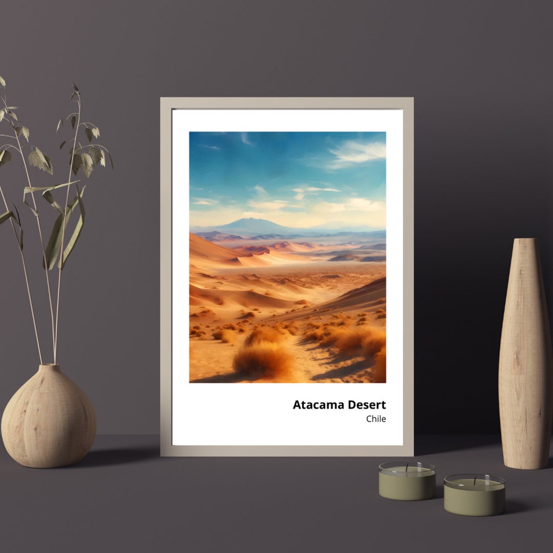 Atacama Desert Chile Red Sand Dunes Volcano Landscape Poster - Image 5