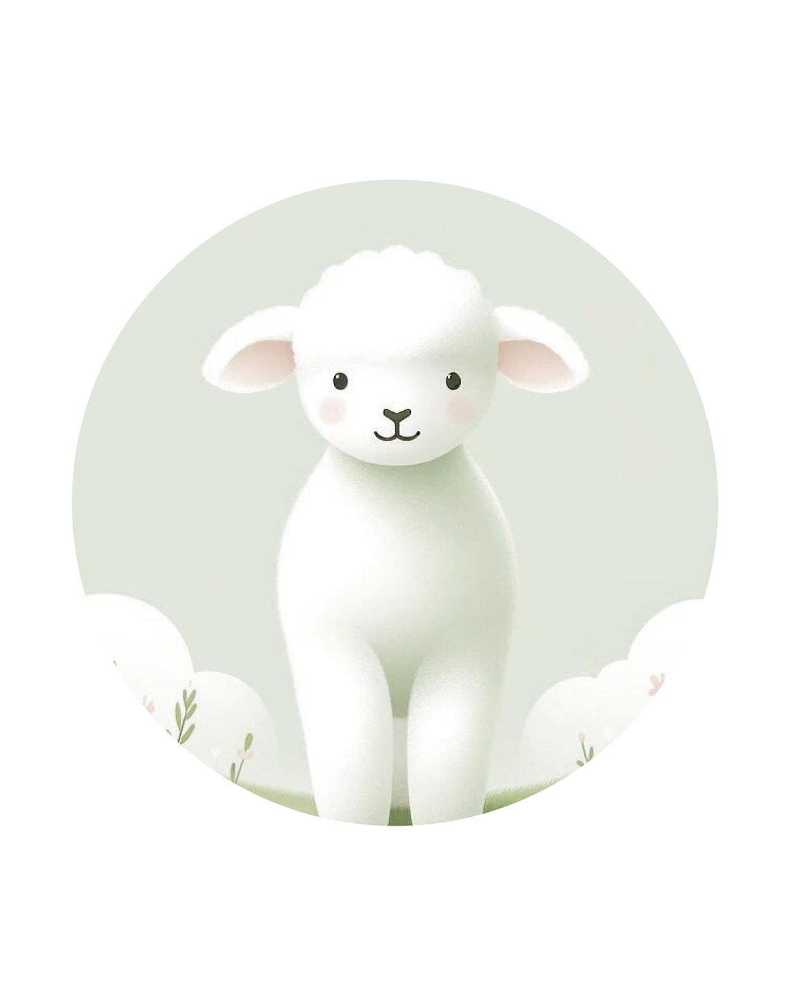 Fluffy White Lamb Flower Meadow Soft Pastel Nursery Wall Poster - Image 3