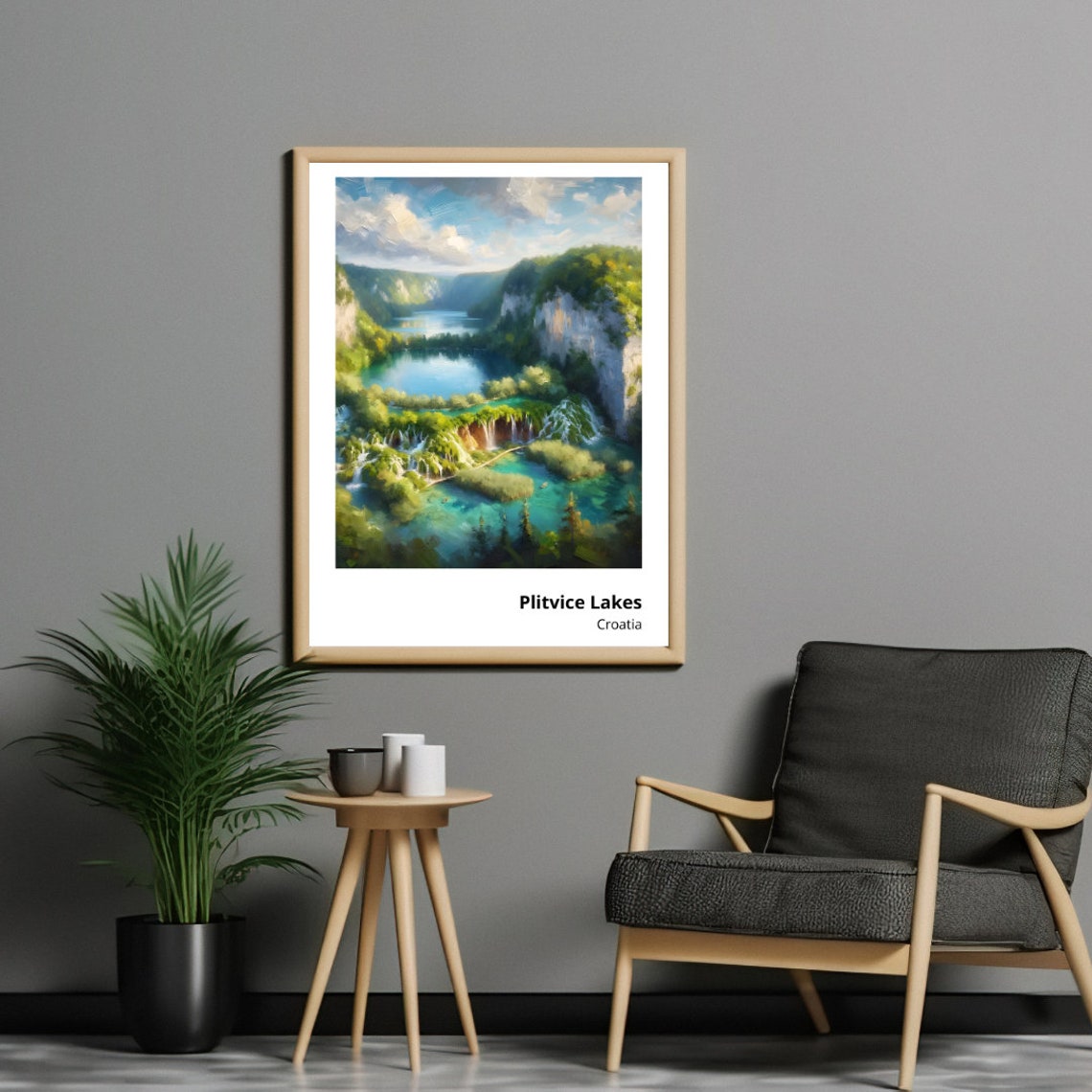 Plitvice Lakes Croatia Turquoise Waterfalls Lush Canyon Travel Poster - Image 2