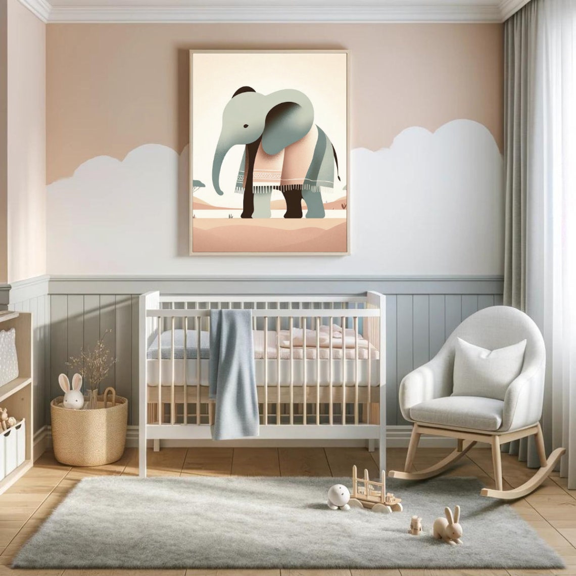 Minimalist Baby Elephant Art Print Modern Nursery Decor Geometric Design Subtle Earth Tones For Calm Space - Image 5