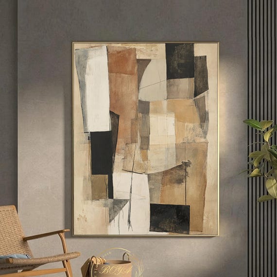 Large Beige Abstract Painting Wabi Sabi Wall Art Beige Wall Art Original Brown Art Beige Minimalist Painting Natural Color Painting