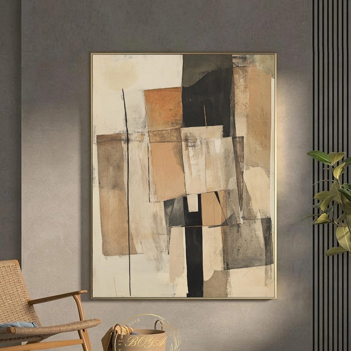 Original Beige Wall Art Beige Abstract Painting Large Black Beige Textured Art Wabi Sabi Wall Art Beige Minimalist Painting Earth Tones Art