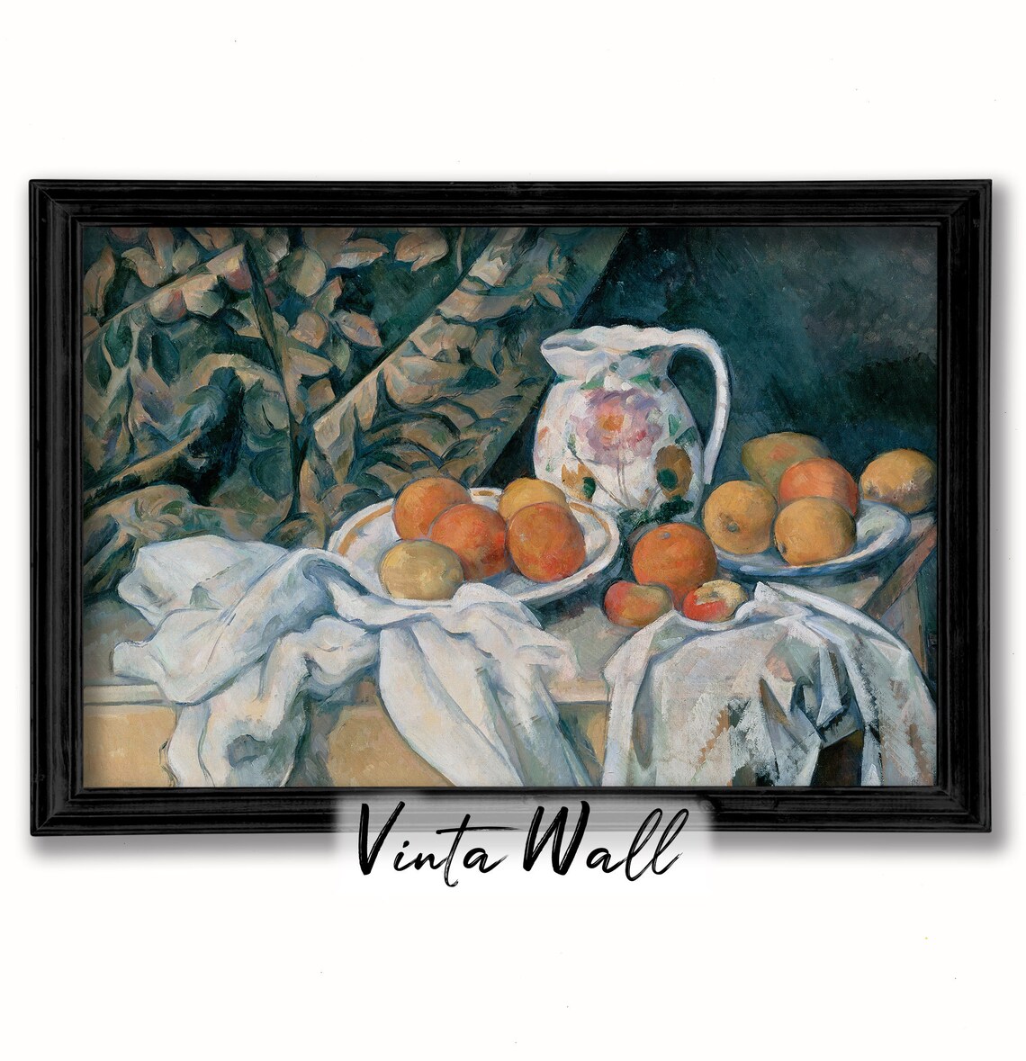 Still Life Fruit Plates Floral Pitcher Vintage Kitchen Painting Poster - Image 4