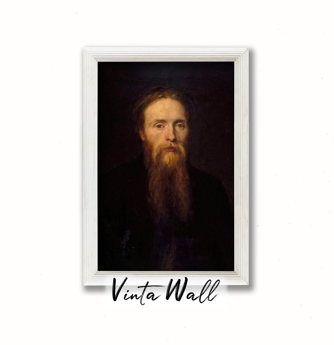 Portrait Man Oil Painting Farmhouse Dark Academia Vintage Print Gentleman Long Black Beard Art Country Wall Antique Moustache - Image 3