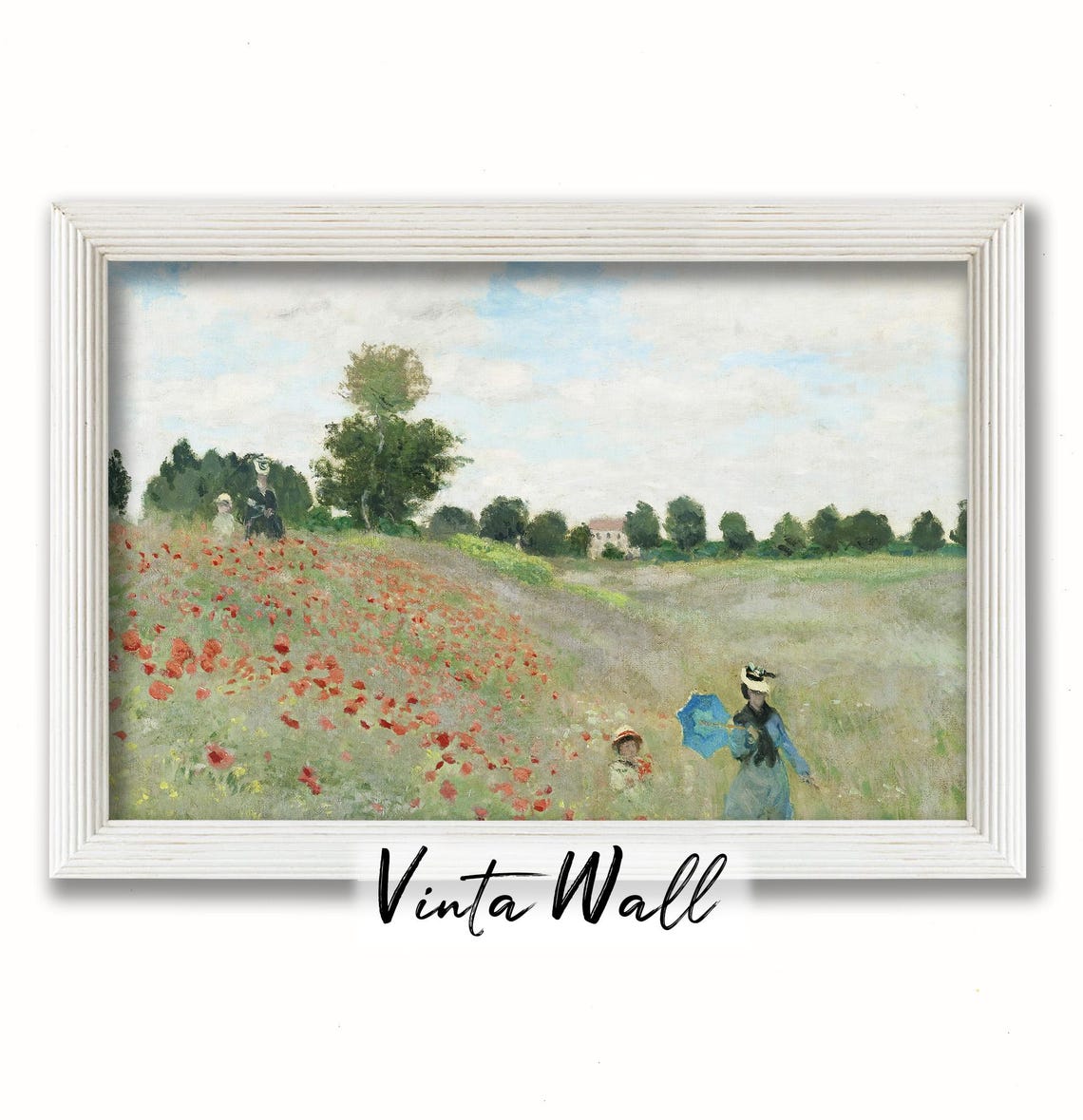 Cottage Flower Poppies Print Field Oil Painting Farmhouse Meadow Soft Green Vintage Scenery Art Lady Child Spring Warm Tones Home Wall Decor - Image 4