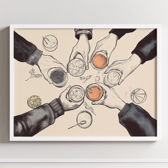 Cheers Print, Trendy Bar Cart Wall Decor