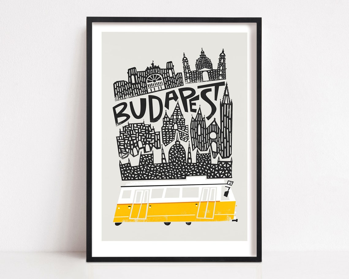 Budapest Poster City Map, Hungary Travel Art