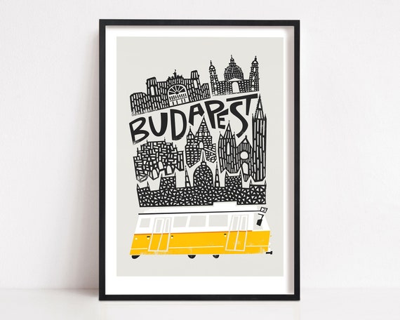Budapest Poster City Map, Hungary Travel Art