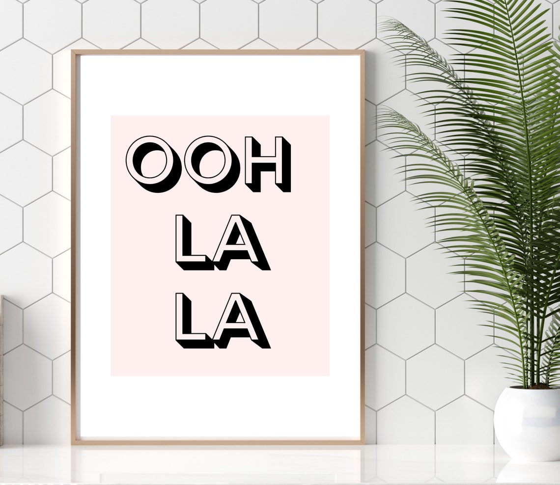 Ooh La La Chic French 3D Shadow Lettering Blush Pink Decor Poster - Image 4