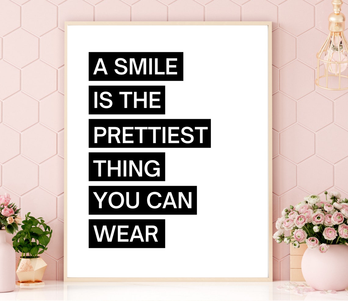 Teen Girl Room Print Girl Bedroom Decor Monochrome Prints Living Room Home Office Poster Smile Slogan Instant - Image 5