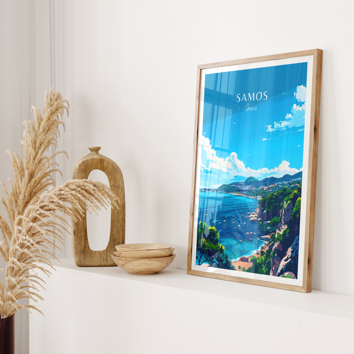 Samos Greece Coastline Cliffs Blue Aegean Sea Island View Poster - Image 2