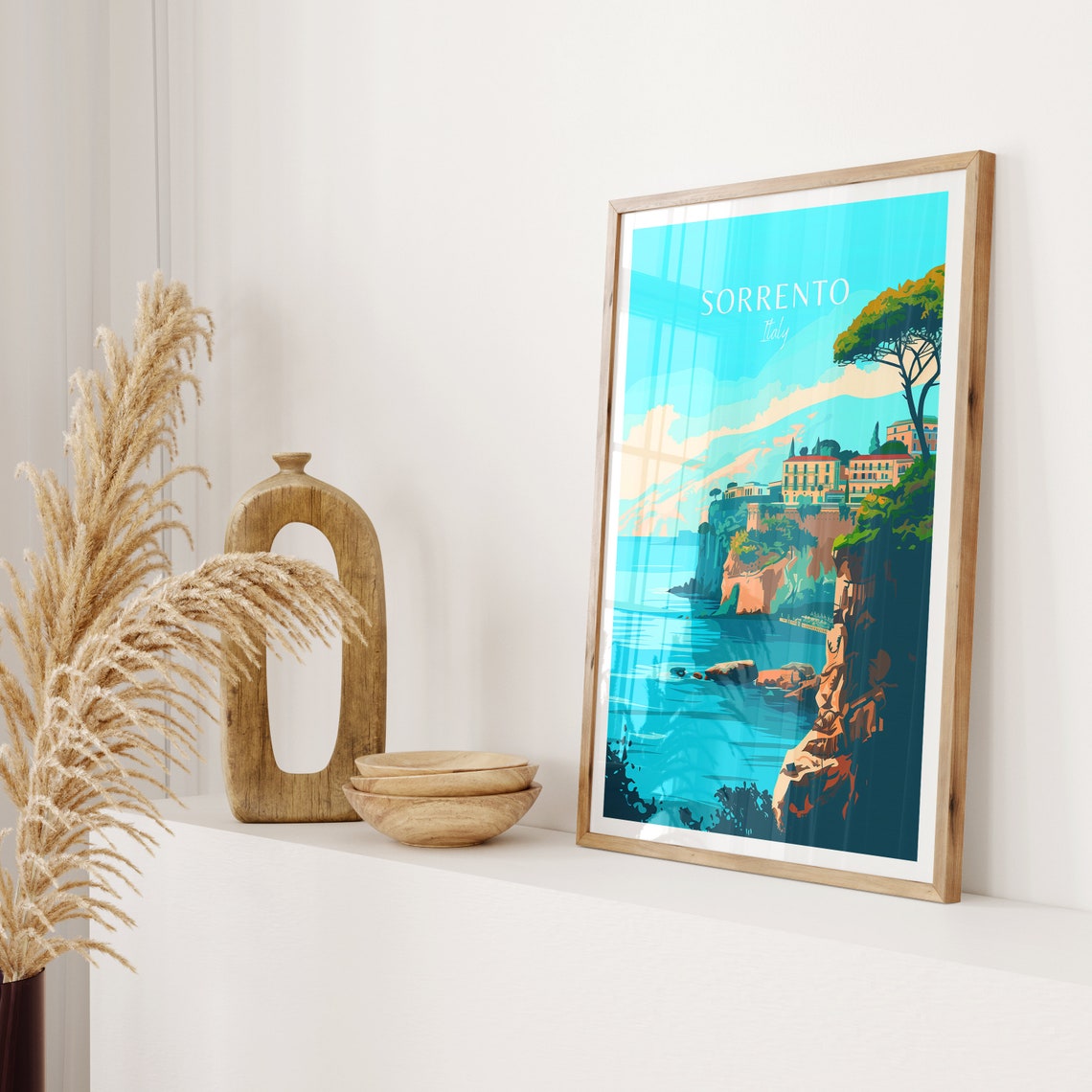 Sorrento Italy Cliff Top Town Overlooking the Blue Sea Poster - Image 2