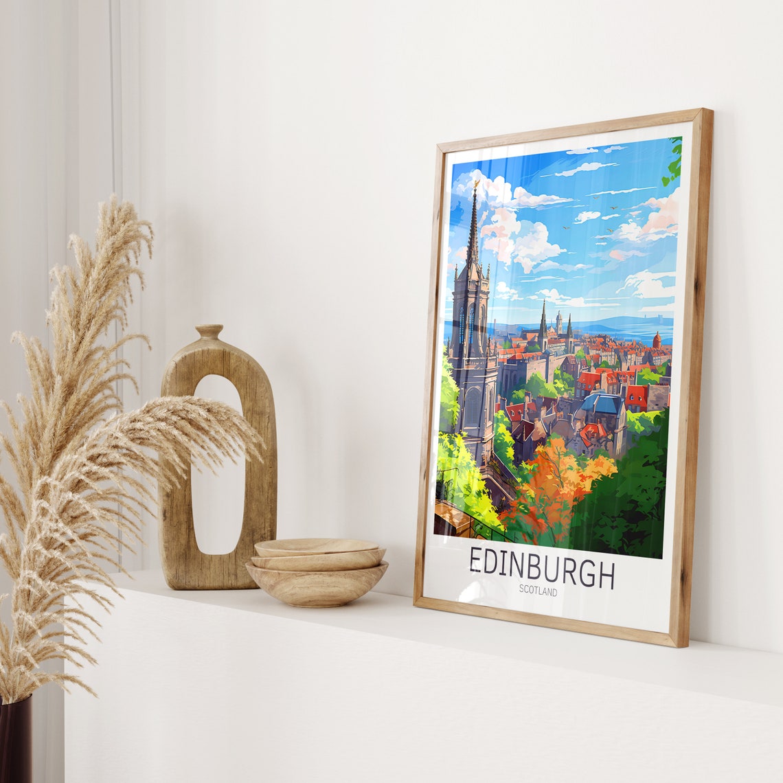 Edinburgh Scotland Old Town Skyline Spires Rooftops View Poster - Image 2
