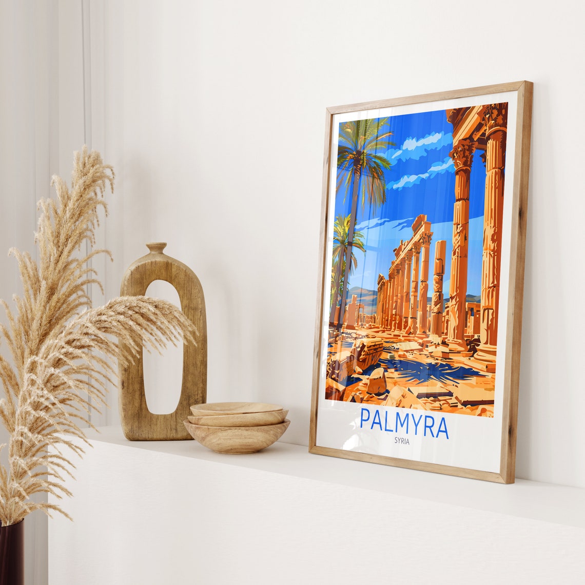 Palmyra Syria Ancient Ruins Colonnade Desert Travel Art Poster - Image 2