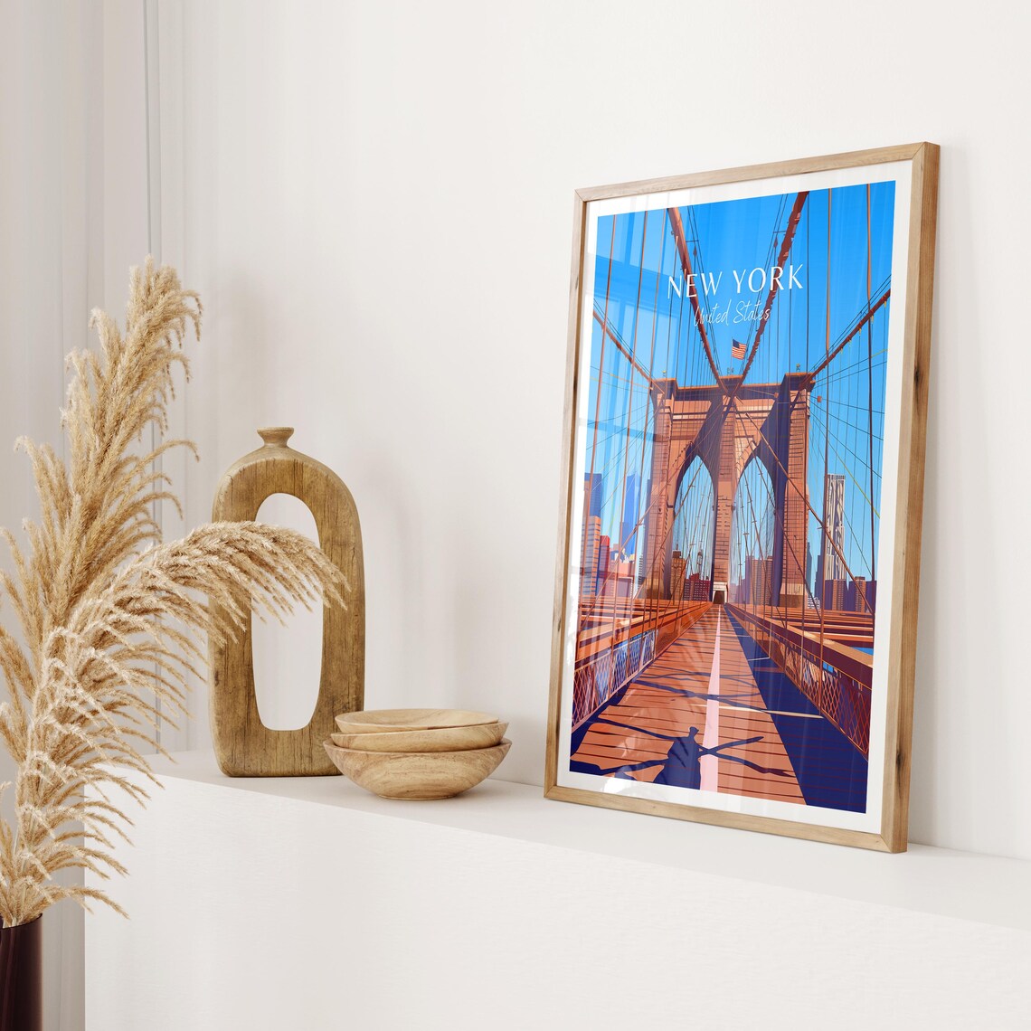 New York Travel Poster, Brooklyn Bridge Art Print - Image 2