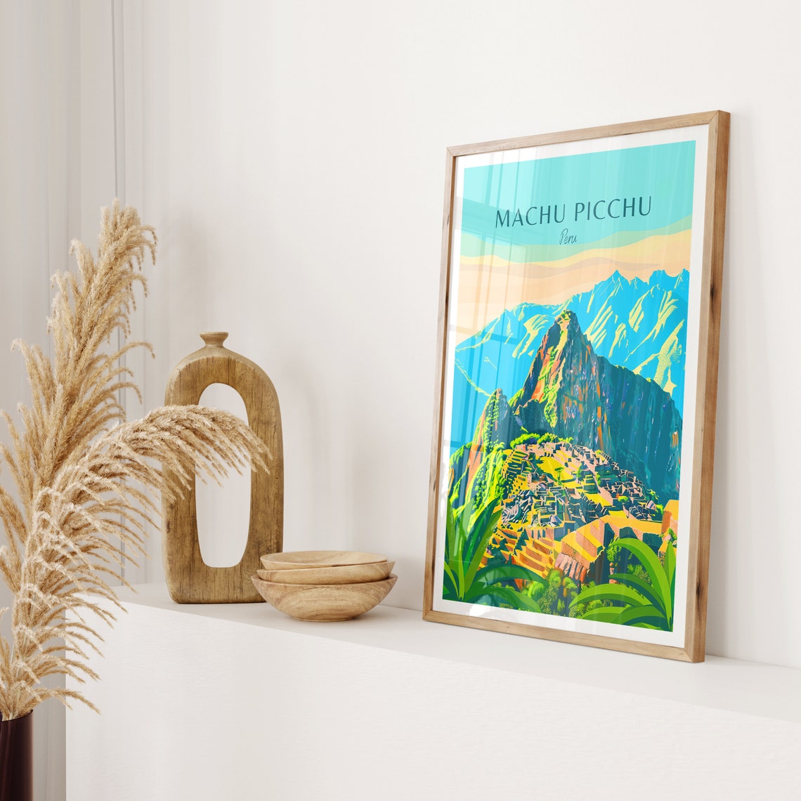 Machu Picchu Peru Ancient Ruins Mountain View Vintage Travel Poster - Image 2