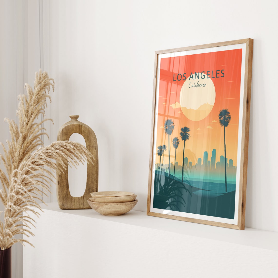 Los Angeles California Palm Sunset Skyline Minimal Travel Poster - Image 2