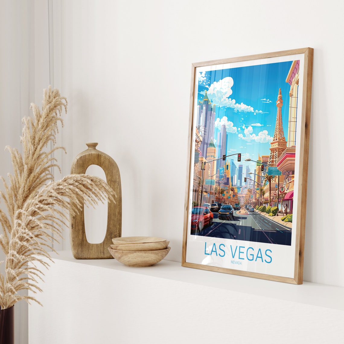 Las Vegas Nevada Strip Eiffel Replica Downtown View Travel Poster - Image 2