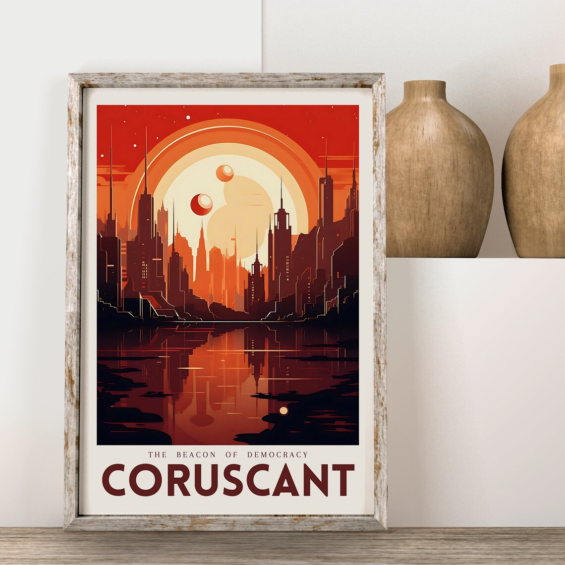 Star Wars Planet Coruscant Vintage Travel Poster - Image 2