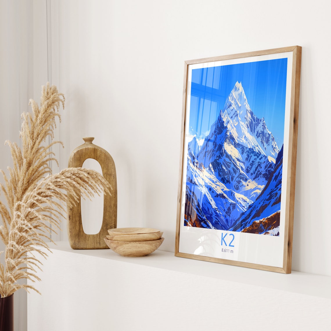 K2 Mountain 8611m Snow Capped Peak Summit View Climbing Poster - Image 2