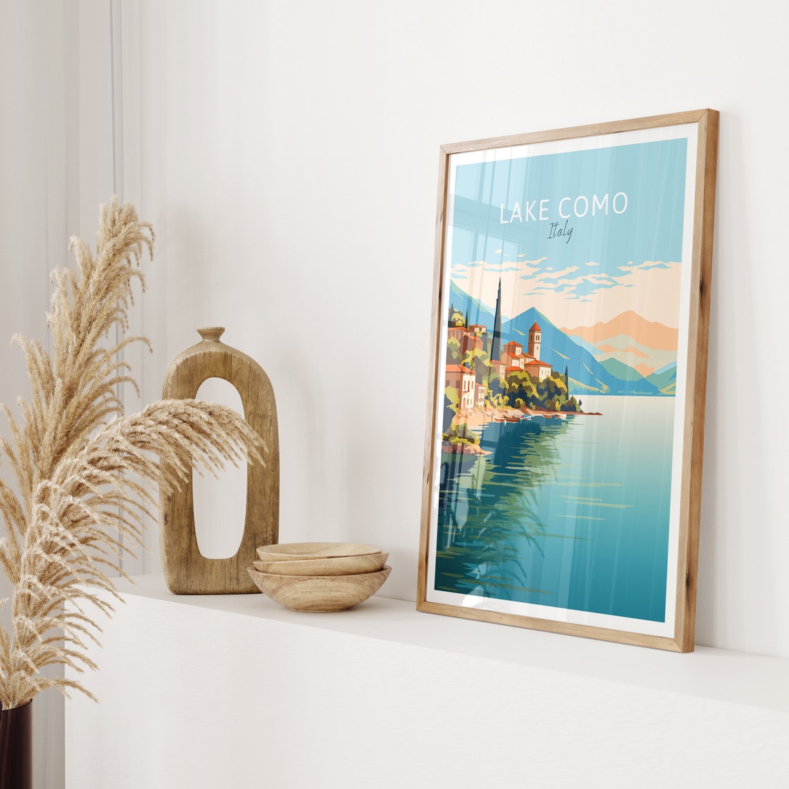 Lake Como Italy Lakeside Village Mountains Tranquil Water Poster - Image 2