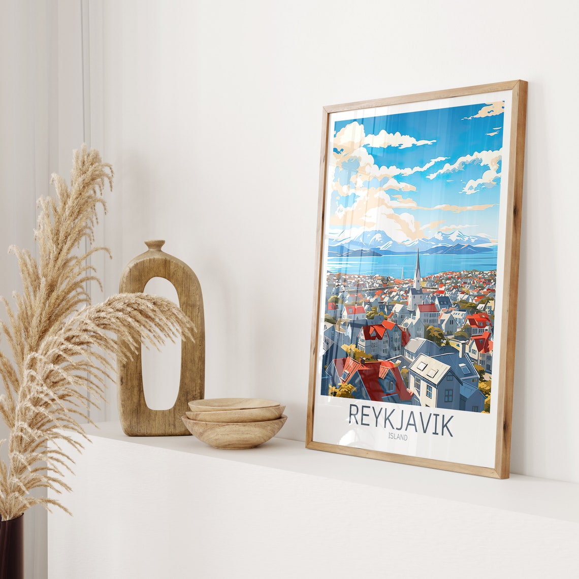 Reykjavik Travel Poster Iceland Poster Reykjavik Vintage Poster Travel Poster Reykjavik Retro Poster Reykjavik Travel Gift Wall Art Print - Image 2