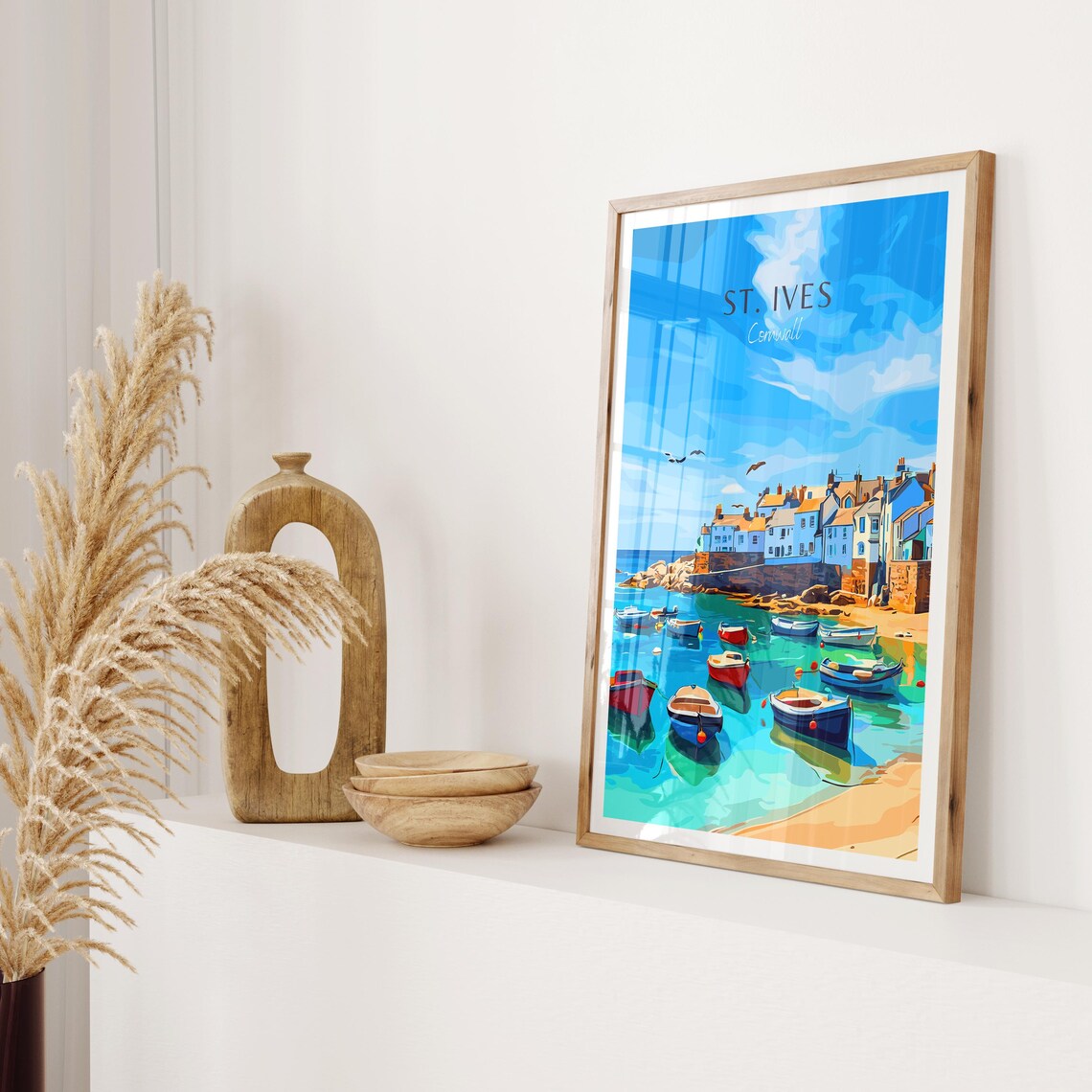 St Ives Cornwall Harbor Fishing Boats Seaside Vintage Travel Poster - Image 2