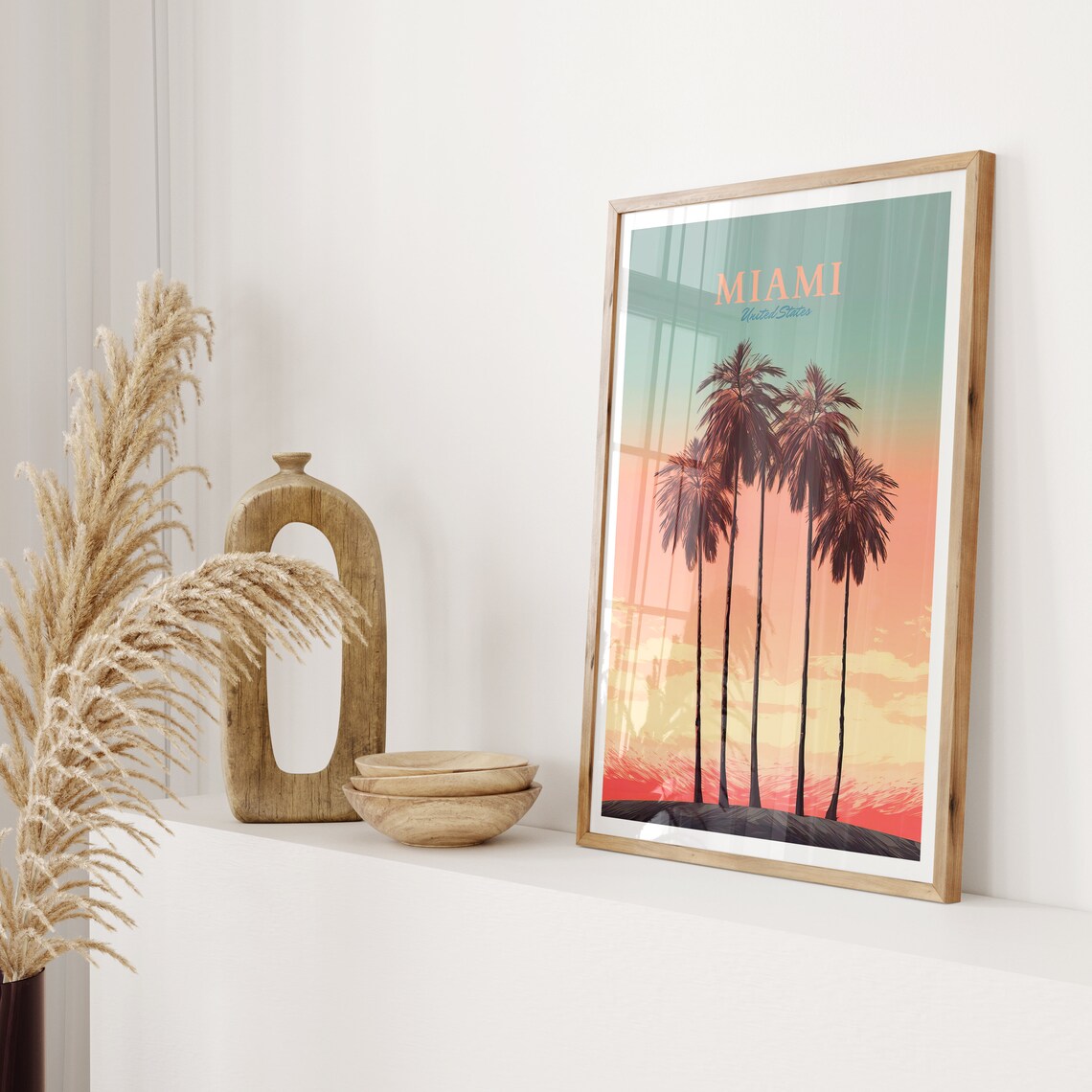 Miami Travel Poster Miami Poster Palm Tree Poster Travel Poster United States Poster Usa Poster Art Print - Image 2