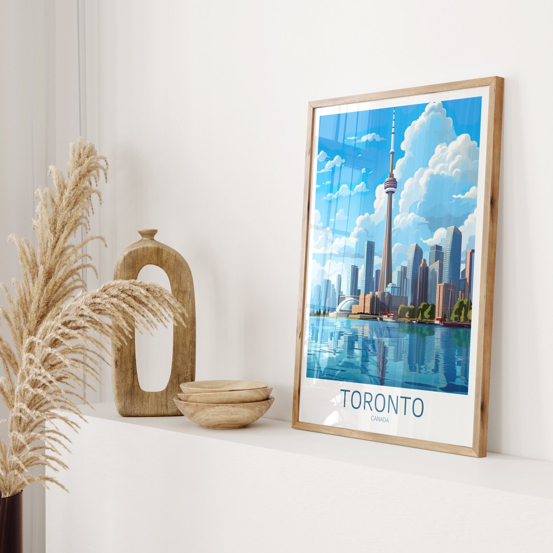 Toronto Canada Skyline CN Tower Harbor Reflections Travel Poster - Image 2