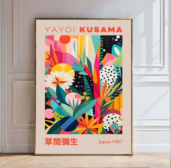 Yayoi Kusama Print Vibrant Abstract Floral Art Yayoi Kusama Floral Abstract Colorful Geometric Modern Art Japan Vibrant Nature