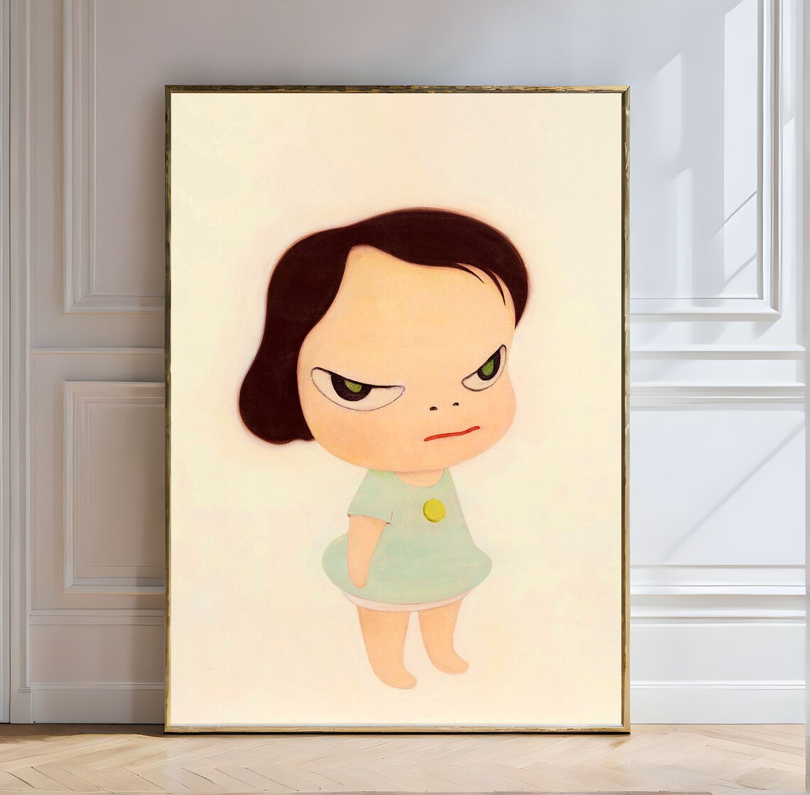 Yoshitomo Nara Frog Girl 1998 Quirky Art Pastel Tones Emotional Art Japanese Art Childlike Whimsical Defiance Innocence Unique Japan