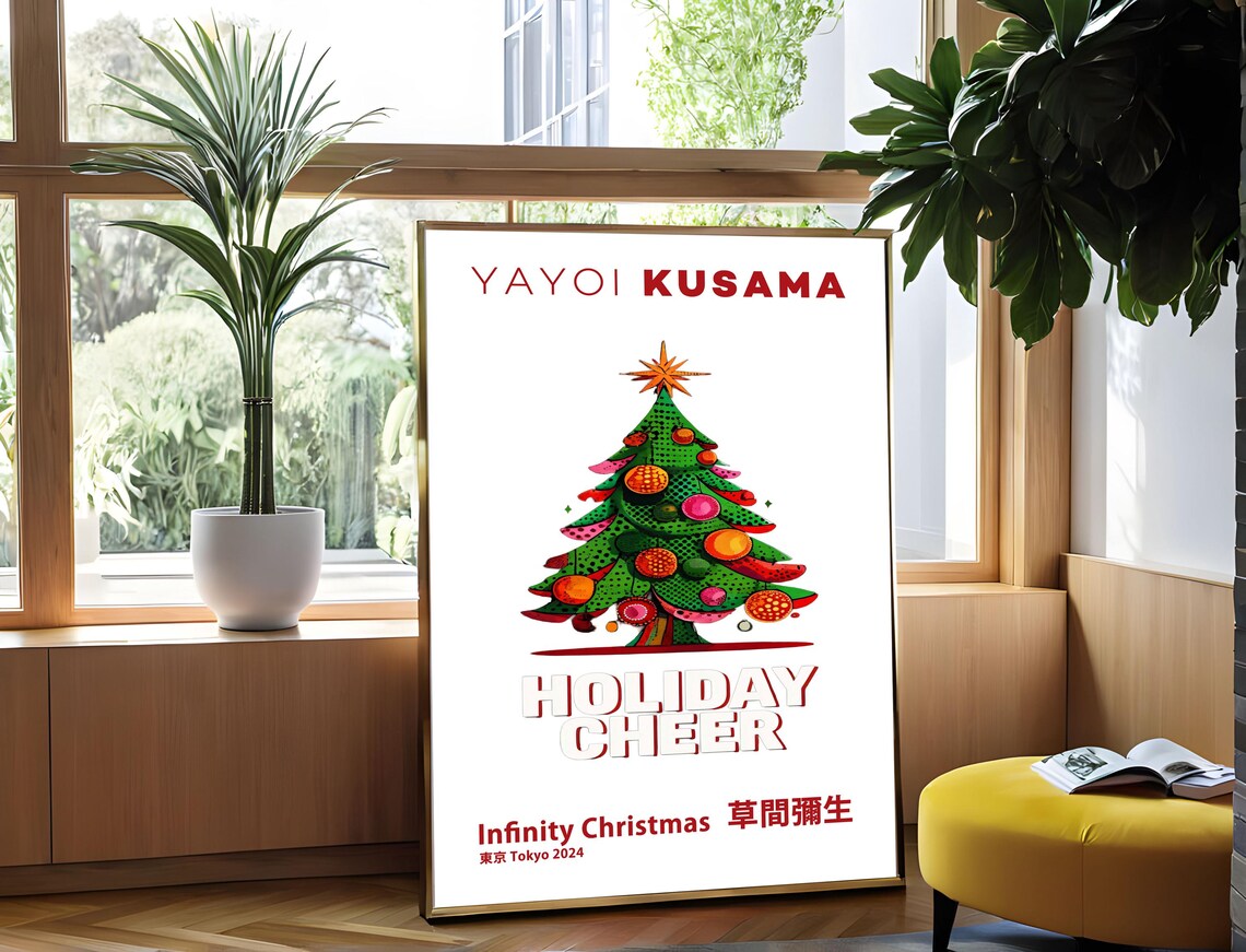Yayoi Kusama Holiday Cheer Infinity Christmas Tree Tokyo 2024 Poster - Image 4