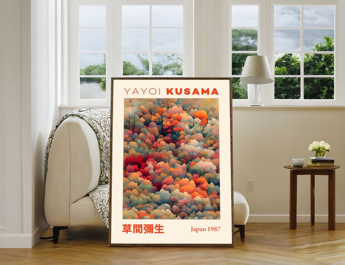 Yayoi Kusama Vibrant Autumn Forest 1987 Exhibition Poster Style - Image 2