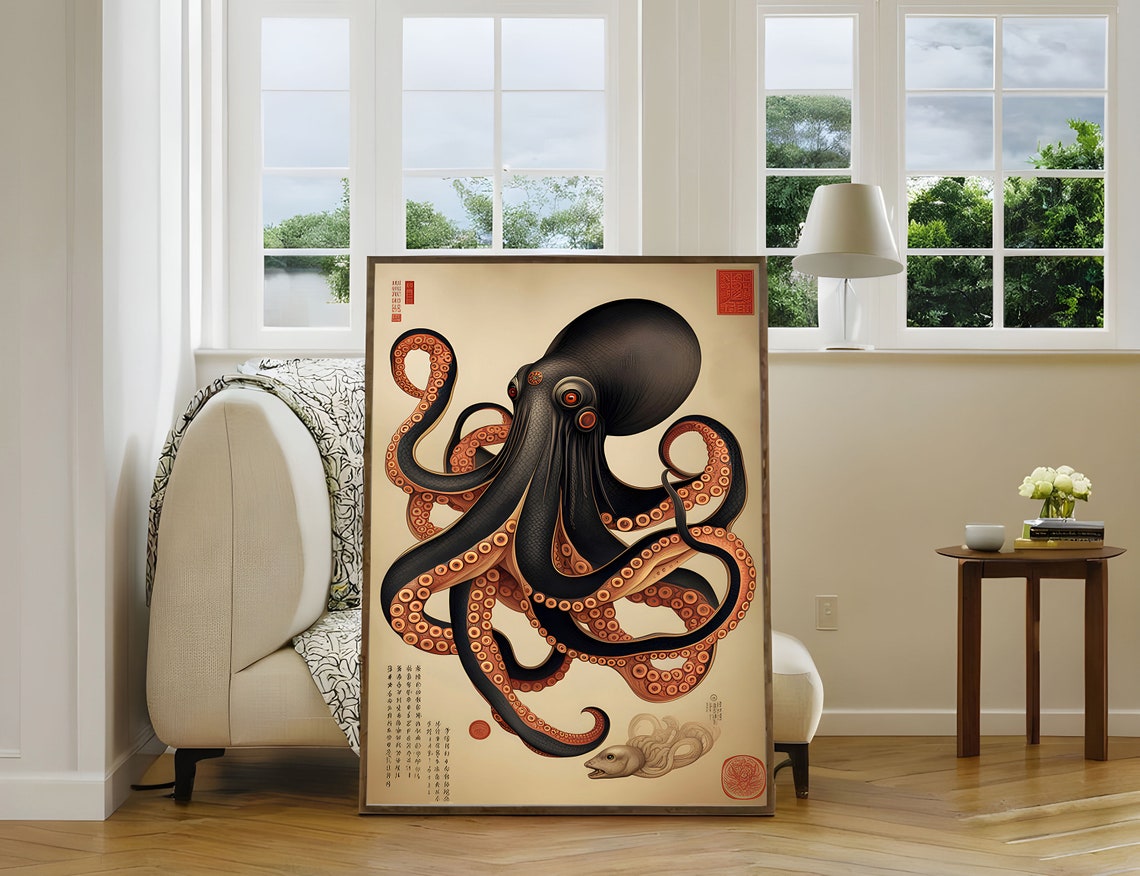 Tentacles of Edo Majestic Octopus Japanese Ukiyo E Art Poster - Image 3