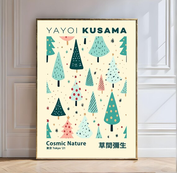 Yayoi Kusama Cosmic Nature Tokyo 2021 Christmas Trees Art Poster