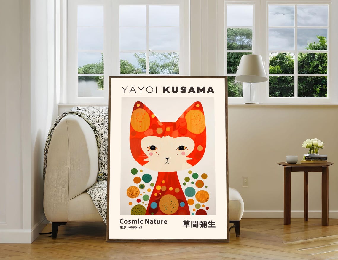 Yayoi Kusama Cosmic Cat Dotted Wonderland Tokyo 21 Art Poster - Image 3