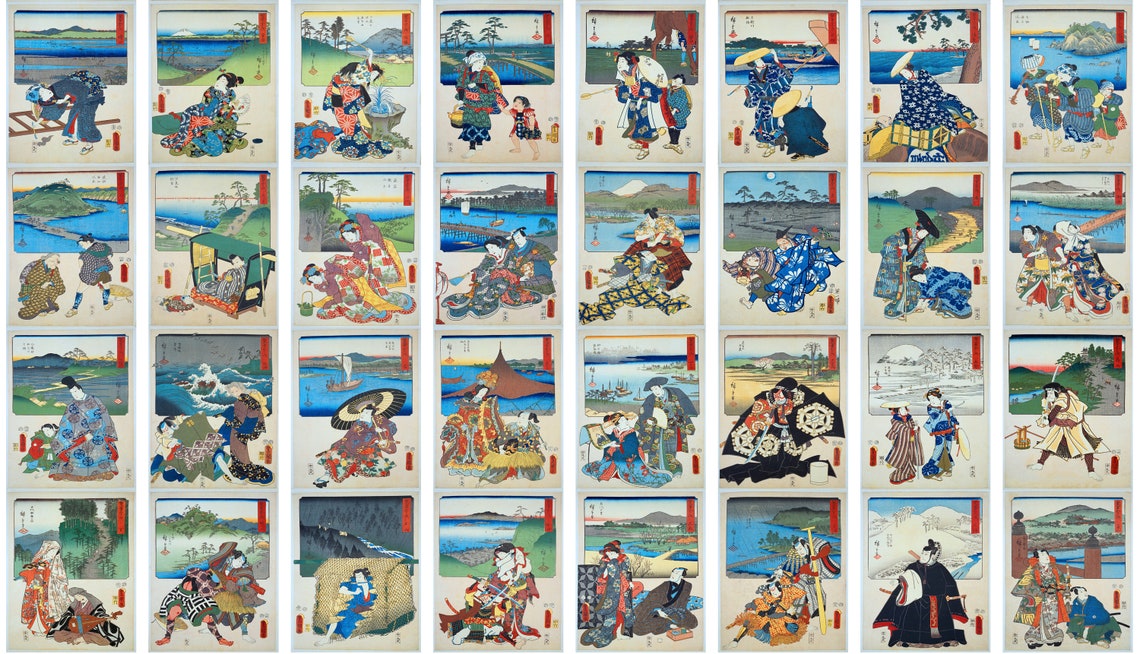 Utagawa Hiroshige Two Brushes Tokaido 55 Piece Collection Poster - Image 5
