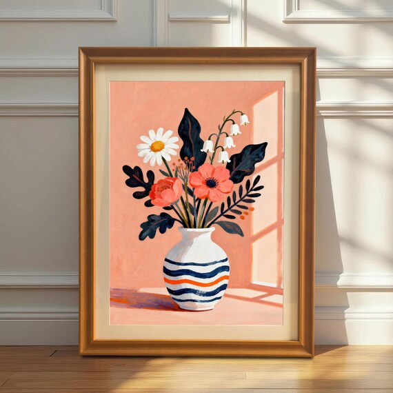 Midcentury Floral Vase Still Life Art Print
