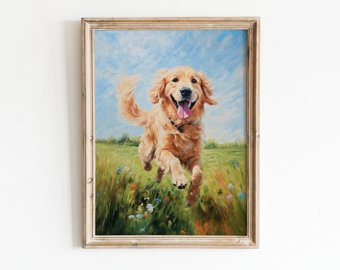 Golden Retriever Art Print, Minimalist Modern Illustration