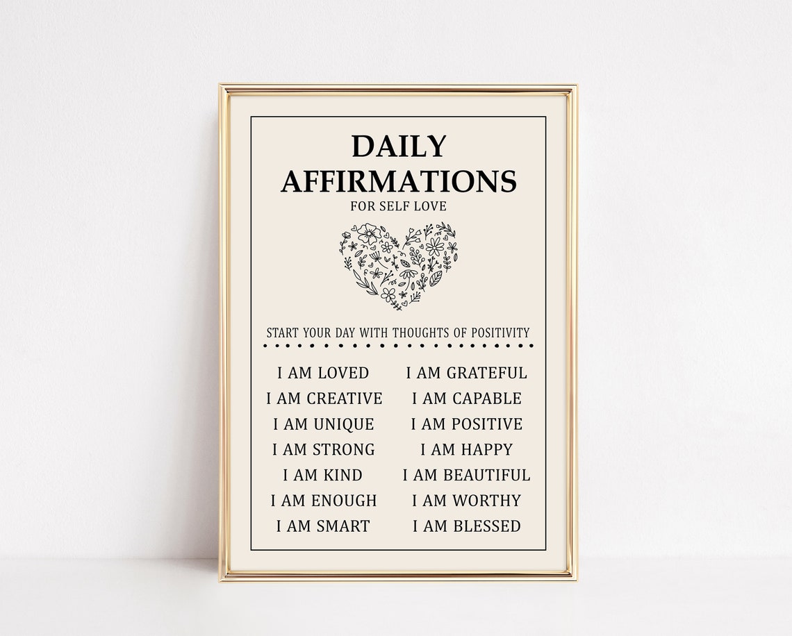 Daily Affirmations For Self Love Positive Thinking Therapy Poster