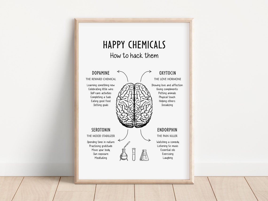 Happy Chemicals How To Hack Them Brain Dopamine Therapy Poster - Image 3
