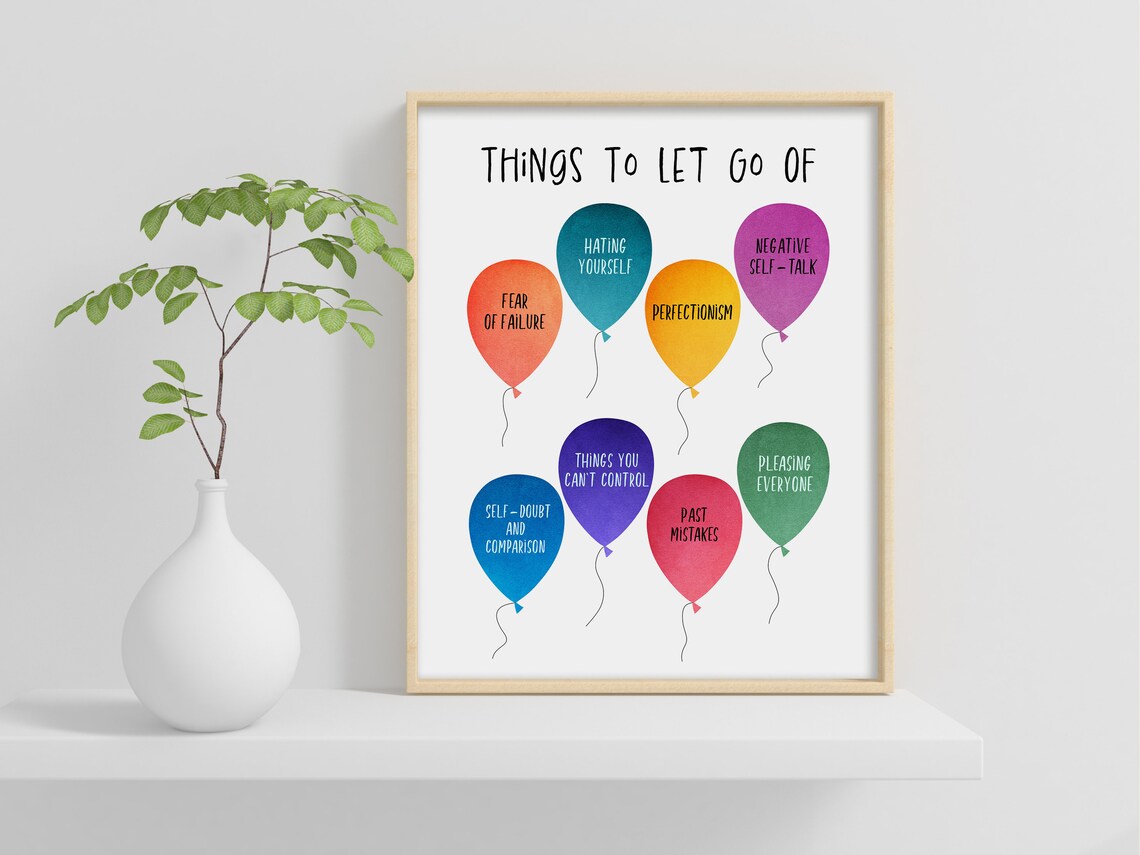 Things To Let Go Of Mental Health Art Print - Image 2