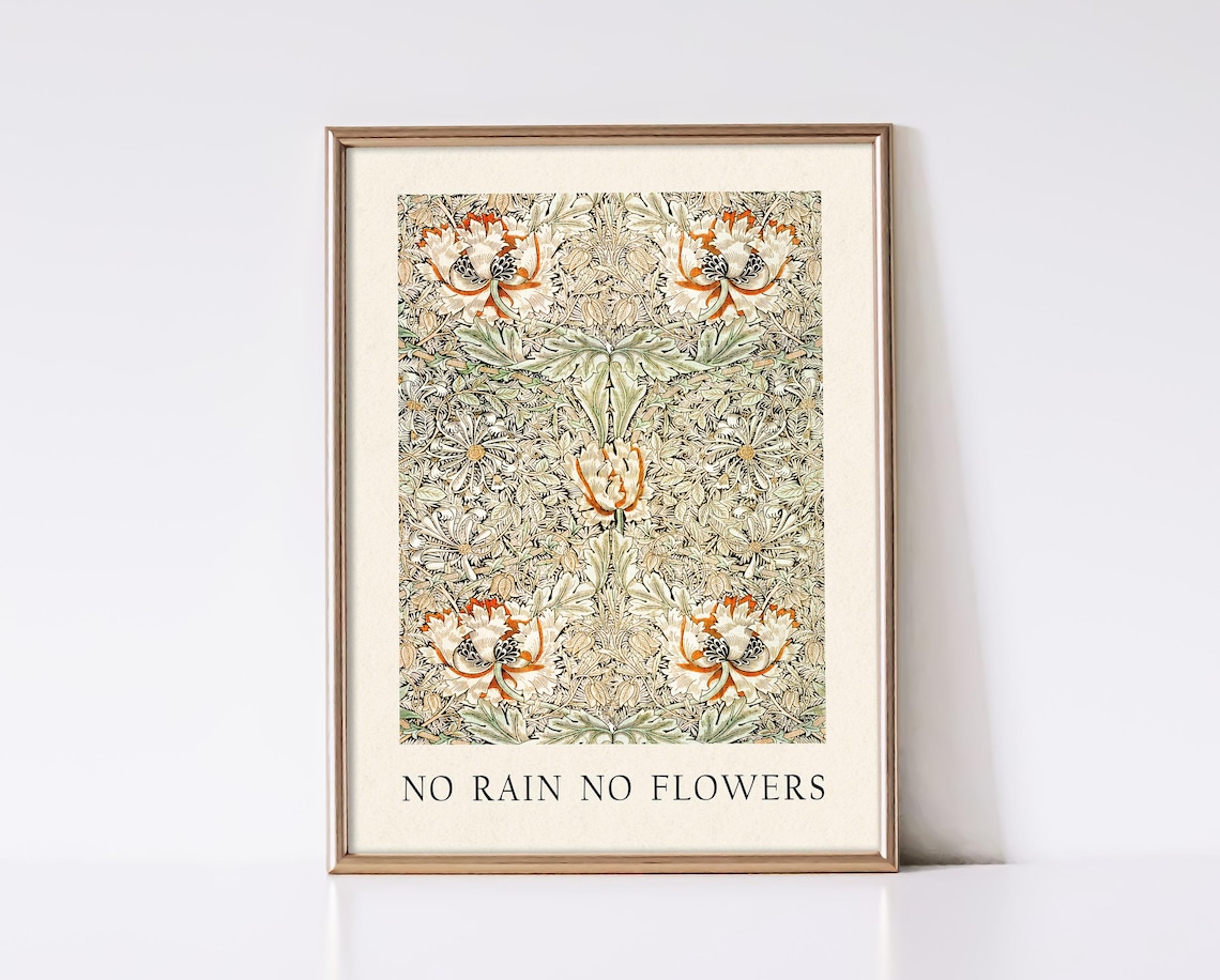 No Rain No Flowers Positive Quote Art Print