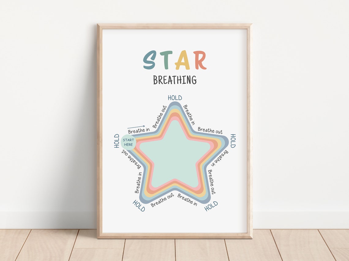 Star Breathing Exercise Mindfulness Kids Calm Down Corner Poster