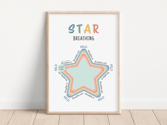 Star Breathing Exercise Mindfulness Kids Calm Down Corner Poster