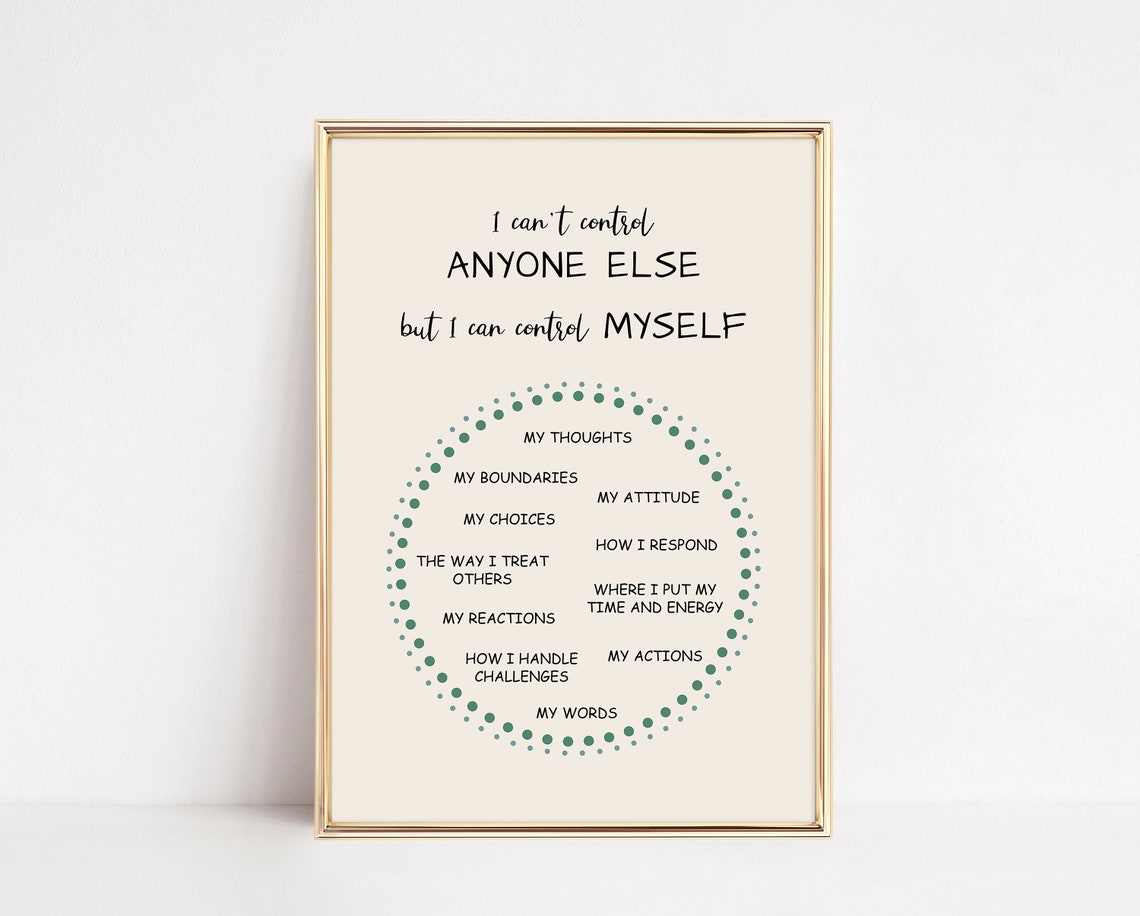 Things I Can Control Circle Green Dot Mindfulness Therapy Poster